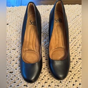 Sofft Black Leather Heels Size 8.5